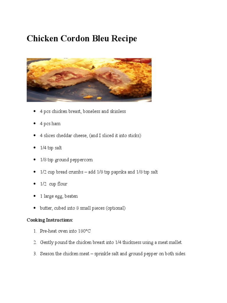 Chicken Cordon Bleu Recipe