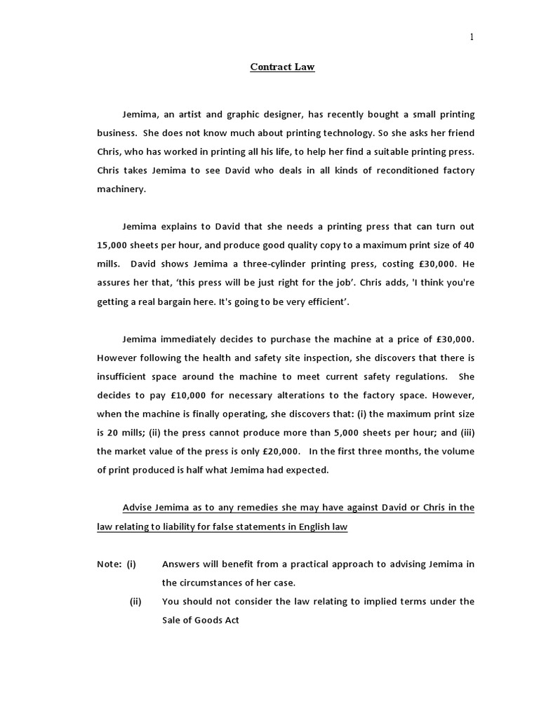 Example of misrepresentation in contract law picture