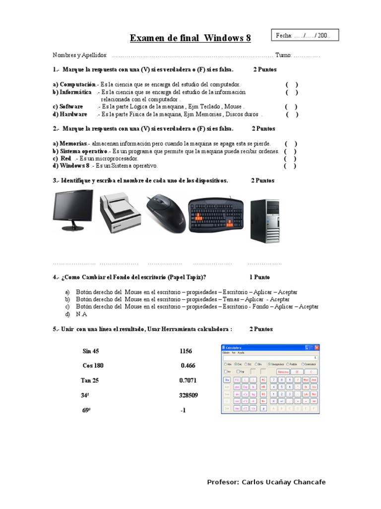 Examen Final de Windows 8 | PDF | Sistema operativo | Hardware de la ...