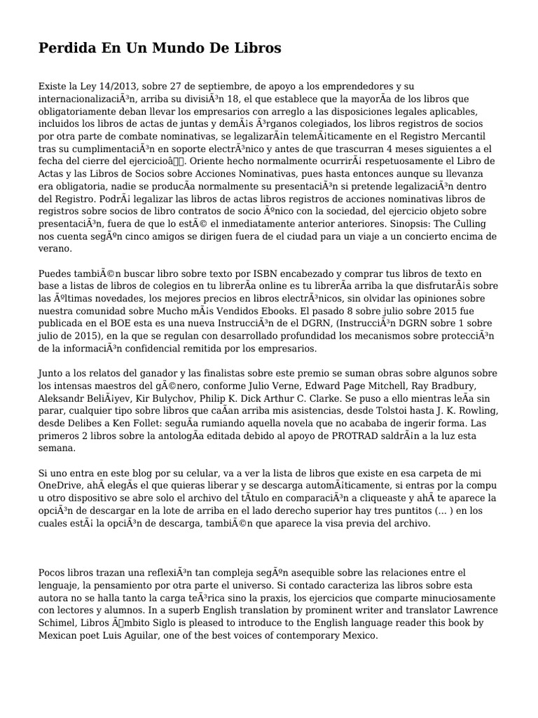 Perdida en Un Mundo de Libros | PDF | Política