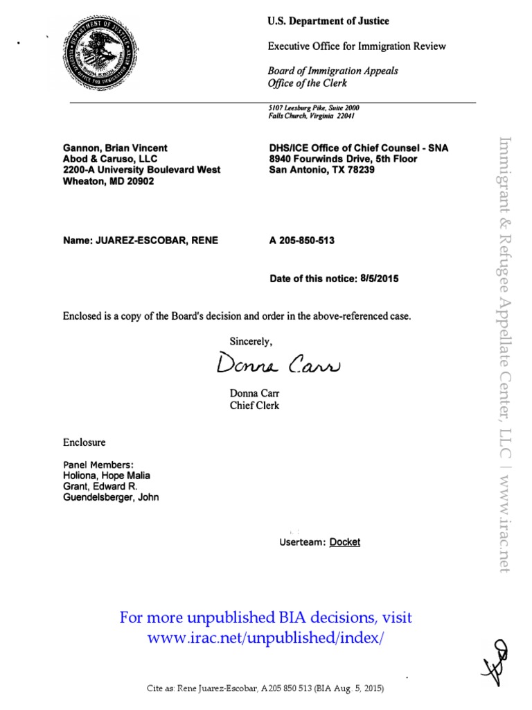 BIA Decision: Juarez-Escobar Appeal Reopened | PDF | Removal Proceedings |  Public Law