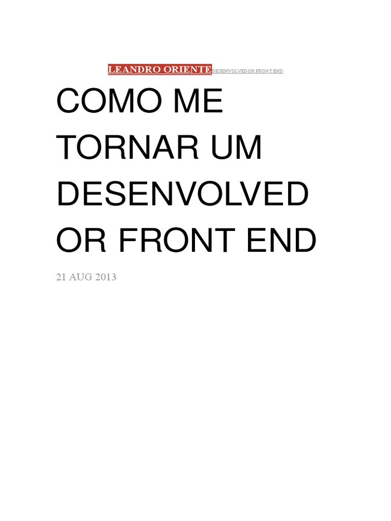 Como Ser um Desenvolvedor Front End | PDF | Script Java | Google