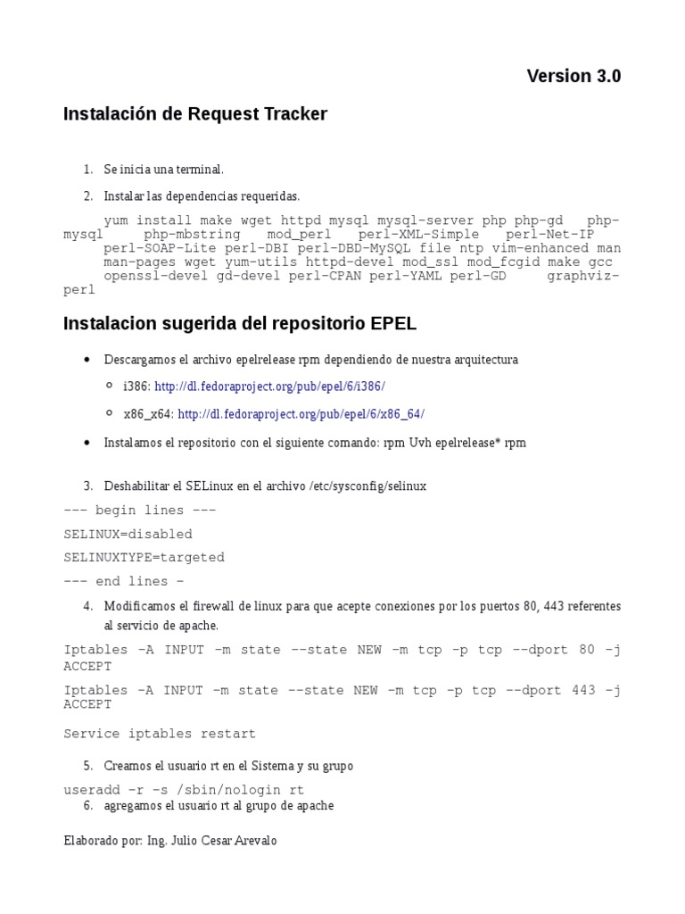 Guía de Instalación de Request Tracker | PDF | Servidor HTTP Apache ...
