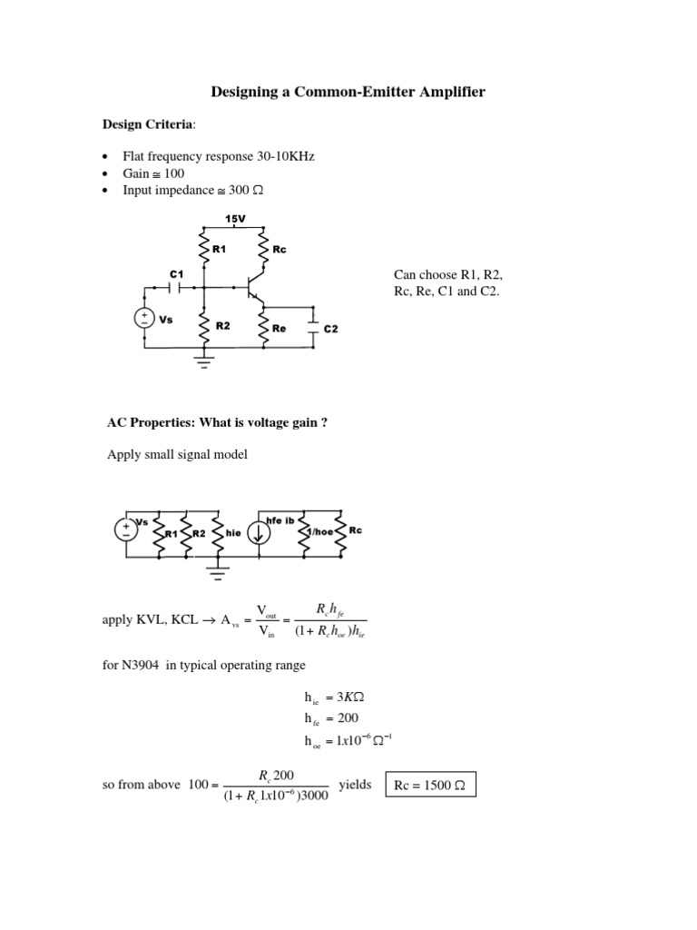 Common Emitter | PDF | Amplifier | Electronic Circuits