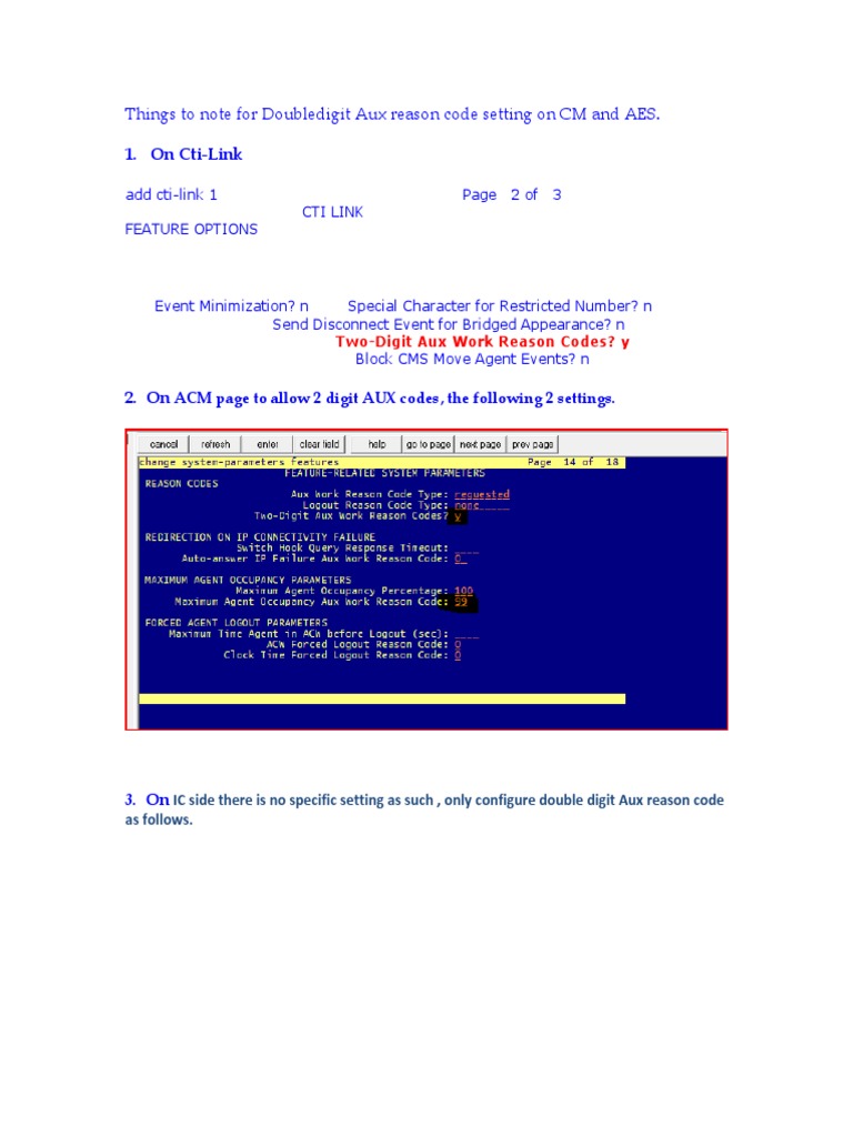 Procedure To Enable Doubledigit Aux Reason Code On CM and AES | PDF