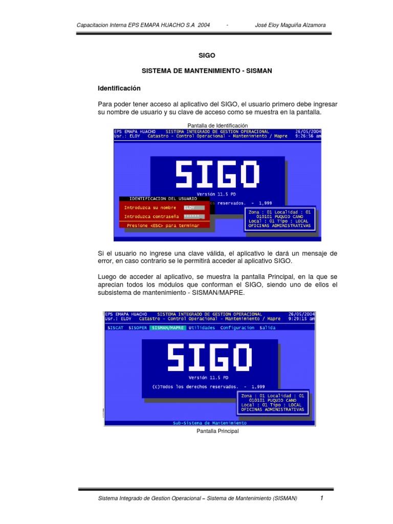 Sigo - Sistema de Matenimiento | PDF | Sistema operativo | Software