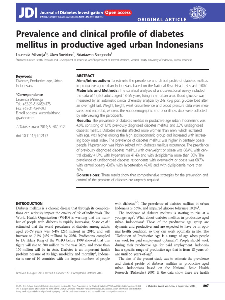 Jurnal Dm Indonesia Prediabetes Body Mass Index