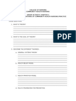 College of Nursing Community Health Nursing Group Activity-Chapter 2 Theoretical Foundations of Community Health Nurisng Practice