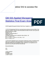 GM 533 Applied Managerial Statistics Final Exam