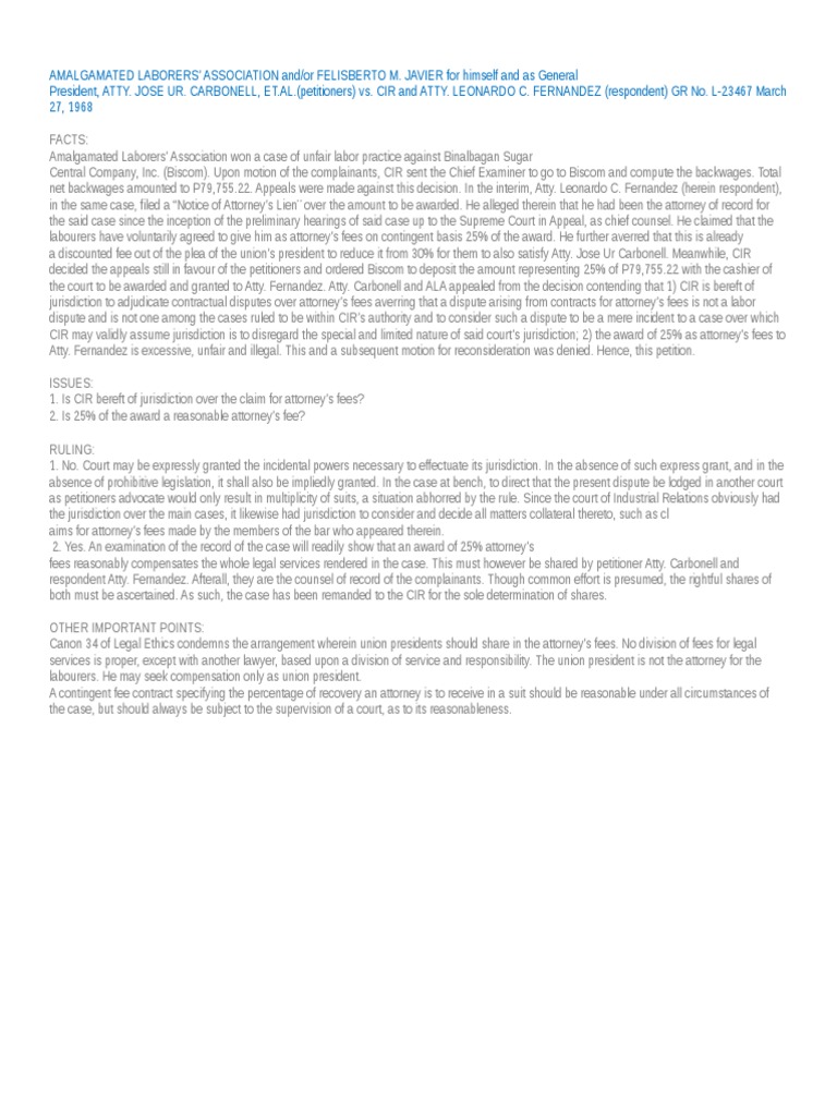Amalgamated Laborers Vs Cir PDF Attorney's Fee Jurisdiction