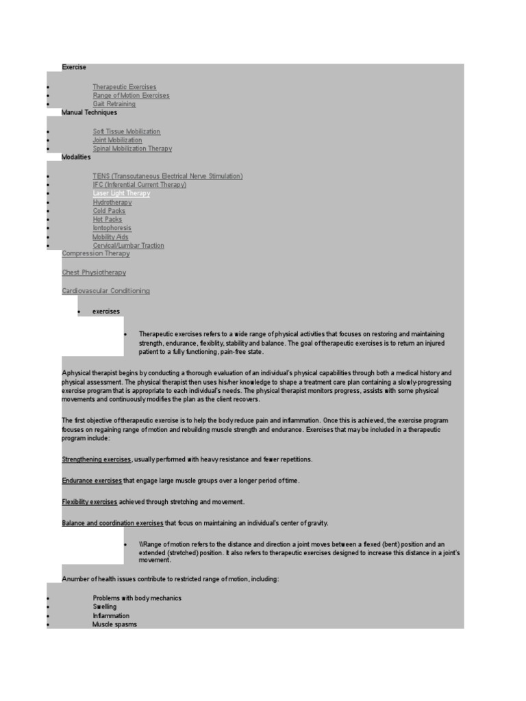 Laser Light Therapy Compression Therapy Chest Physiotherapy