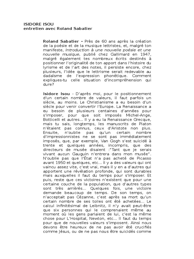 Isidore Isou : Origines du lettrisme | PDF | Poésie | Mouvements de l'art