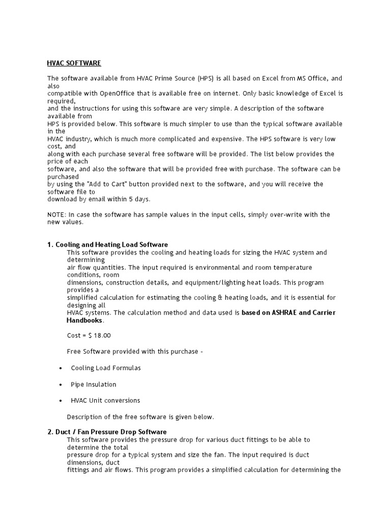 Hvac Software notes Hvac Air Conditioning