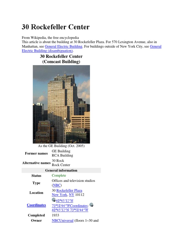 30 Rockefeller Center PDF | PDF | Television | Broadcasting
