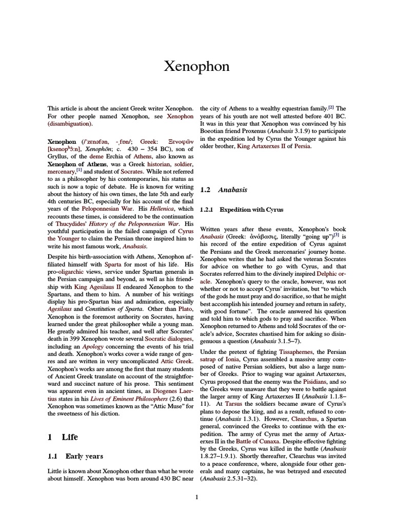 Xenophon PDF Classical Greece Socrates