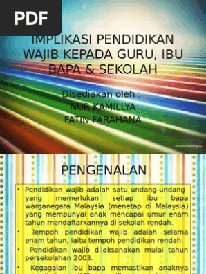 Implikasi Pendidikan Wajib Kepada Guru, Ibu Bapa  PDF