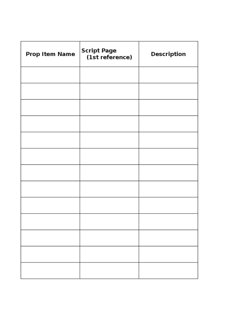 Props List for Show Title | PDF