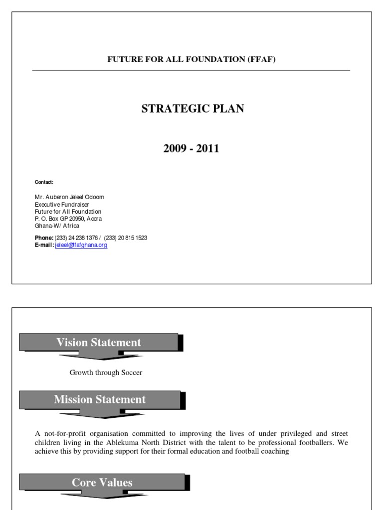 Future for All Foundation Strategic Plan | PDF | Non Governmental ...