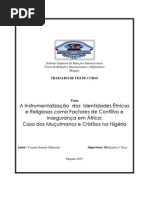 A Instrumentalização Das Identidades Étnicas e Religiosas Como Factores de Conflitos e Insegurança Em África