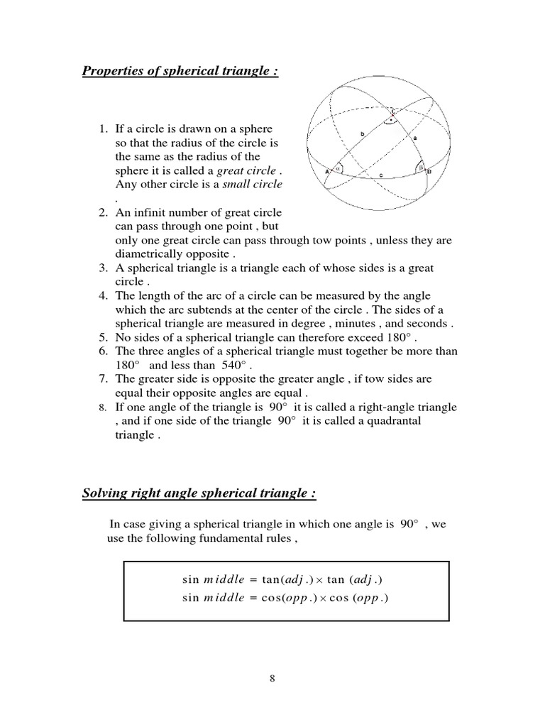 Properties of Spherical Triangles PDF