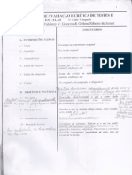 Esquema de Avaliação e Crítica de Testes e Escalas