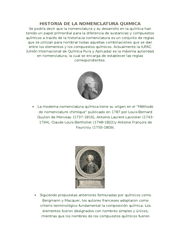 Historia de la Nomenclatura Química | PDF | Ciencias fisicas | Química