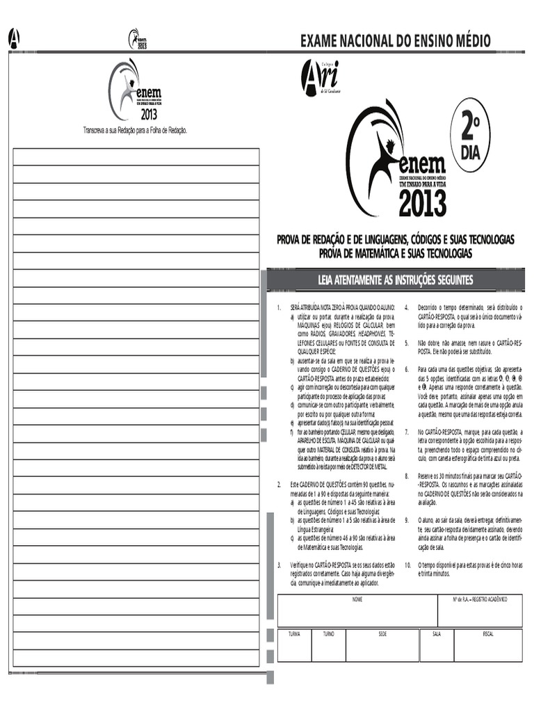 Prova ENEM 2013 | PDF | Os Estados Unidos | Triângulo