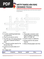 Chinese New Year Crossword Puzzle Worksheet With Answer Key