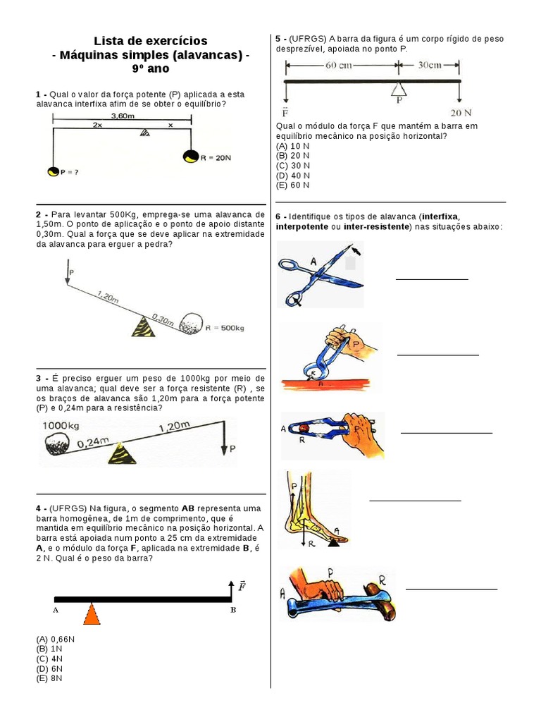 Exercicios Maquinas Simples | PDF
