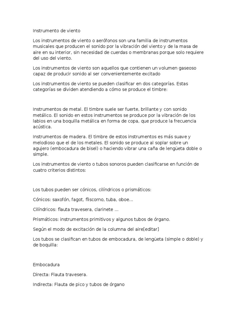 Instrumento de Viento y Cuerda Resumen | PDF | Instrumentos de cuerda ...