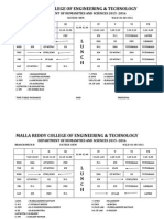 MRCET Timetable for Mechanical Engineering 2015-16