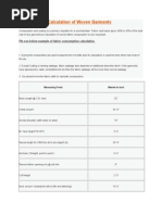 Consumption and CM Calculation of Woven Garments