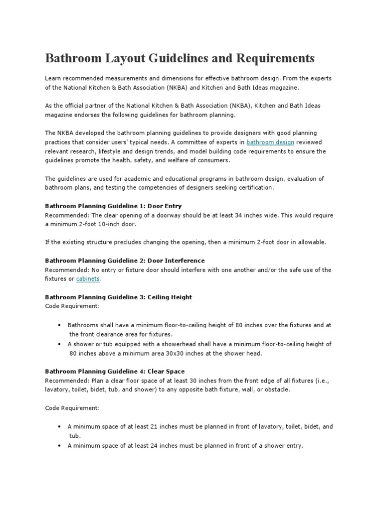bathroom layout guidelines and requirements (1) Bathroom Shower