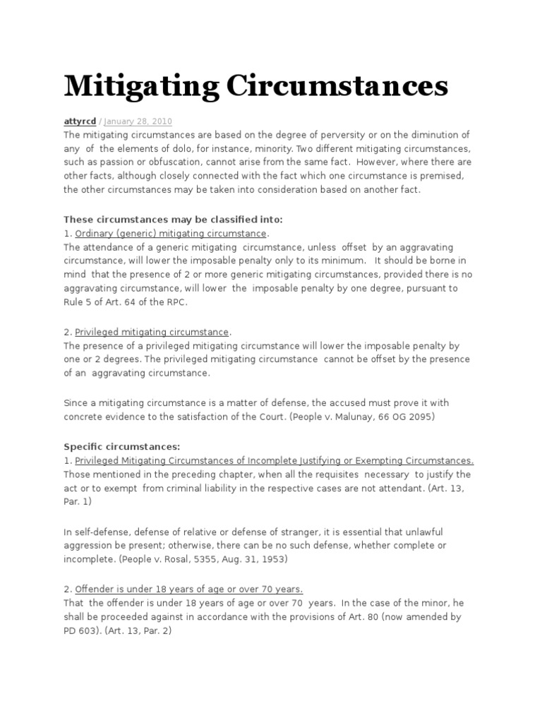 Mitigating Circumstances | PDF
