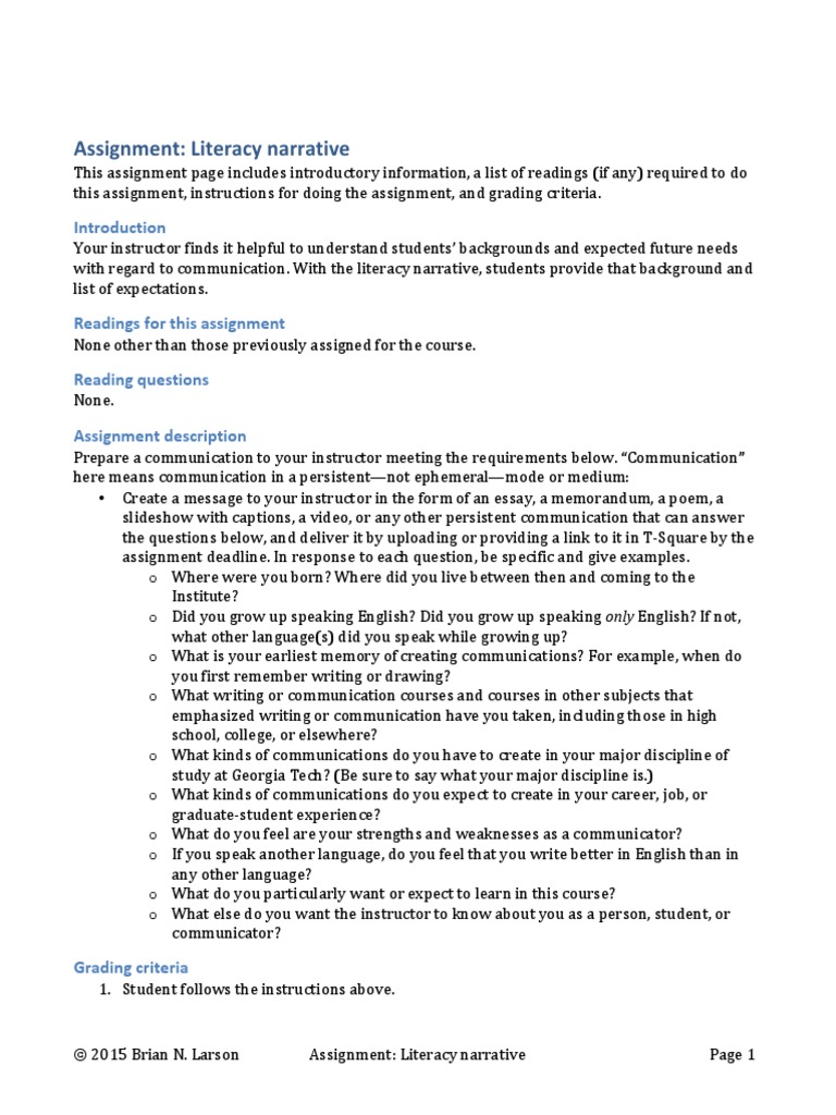 Literacy narrative topics picture