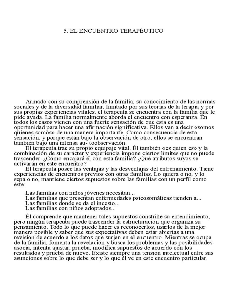 El Encuentro Terapeutico - Familia y Terapia Familiar | PDF | Terapia ...