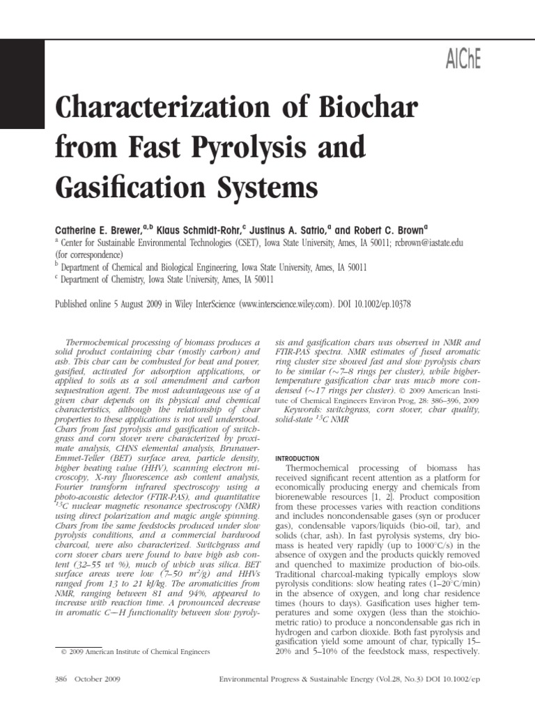 Biochar Characterization from Pyrolysis | PDF | Pyrolysis | Nuclear ...