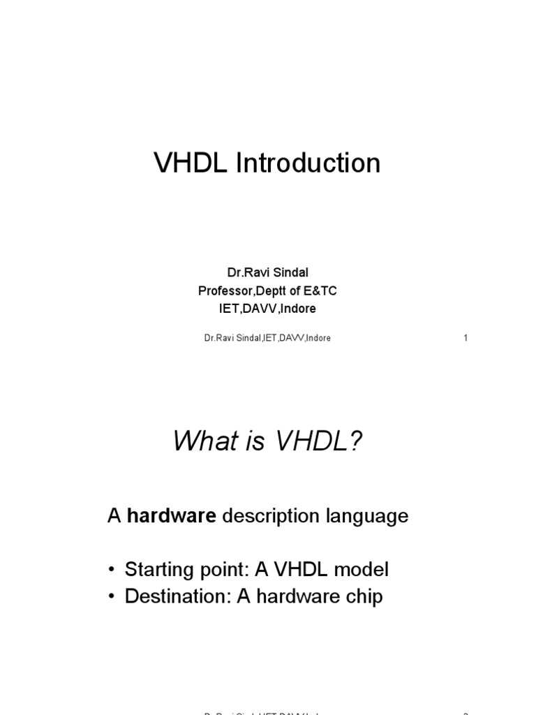 Slide 1 - VHDL Introduction | PDF | Vhdl | Hardware Description Language