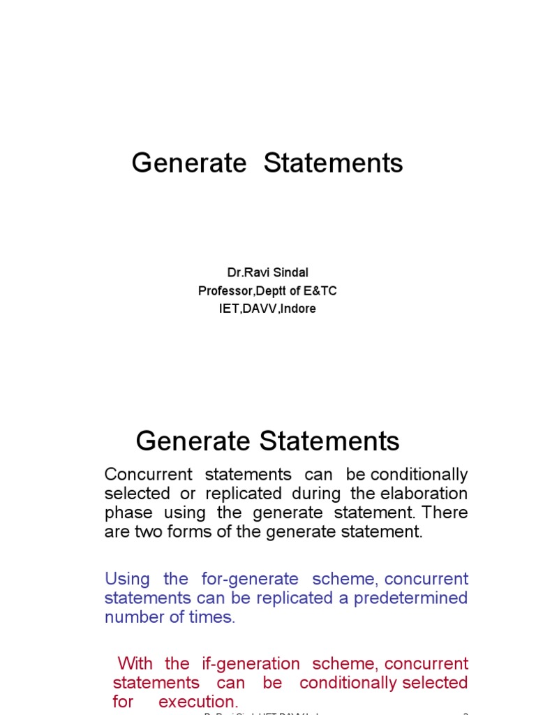Generate Statements in VHDL Design | PDF | Areas Of Computer Science ...