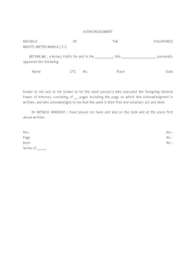 Jurat and Acknowledgement