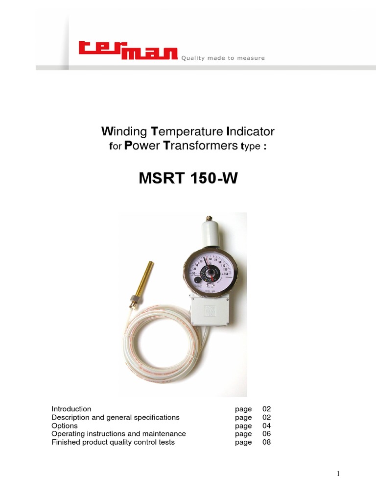 Winding Temperature Indicator | PDF | Transformer | Calibration
