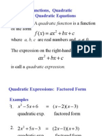 C BX Ax X F: Quadratic Functions, Quadratic Expressions, Quadratic Equations
