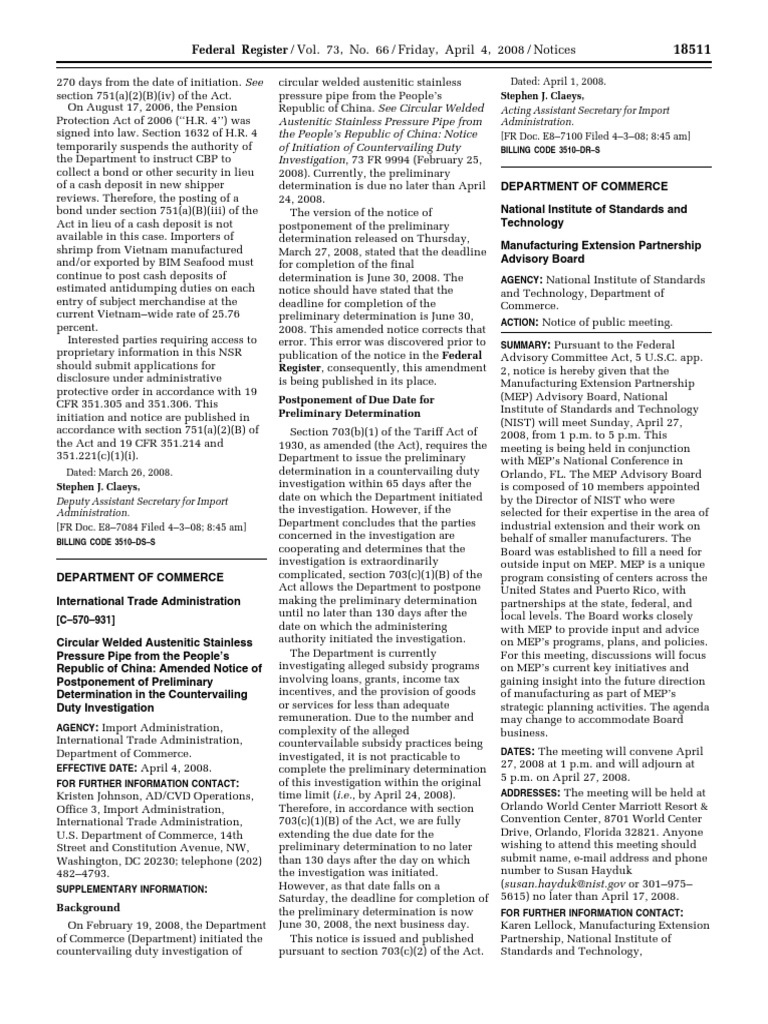 Countervailing Duty Investigation Update | PDF | Dumping (Pricing ...