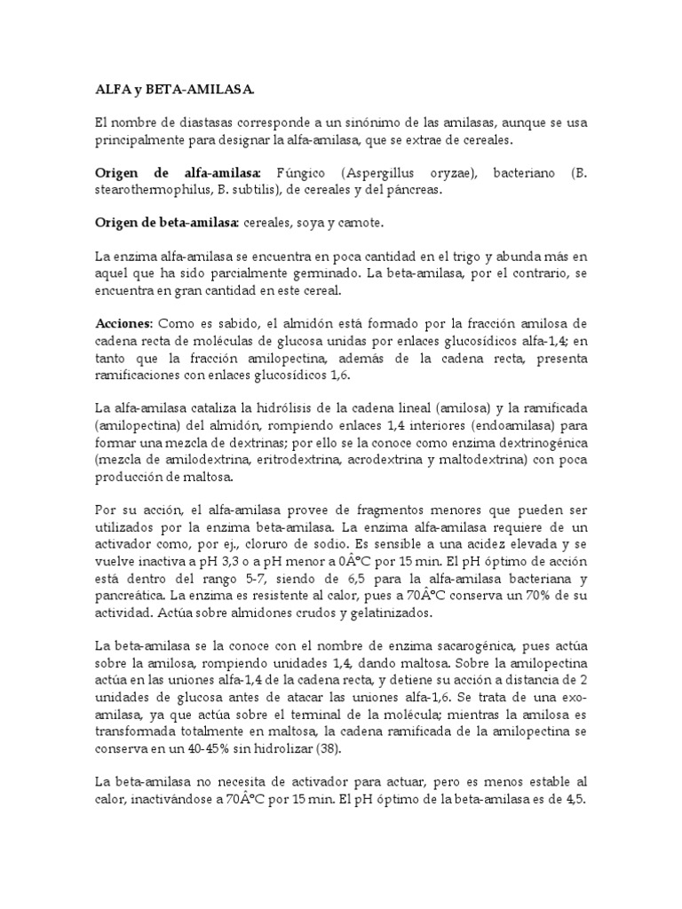 Alfa Y Beta Amilasa Panes Enzima