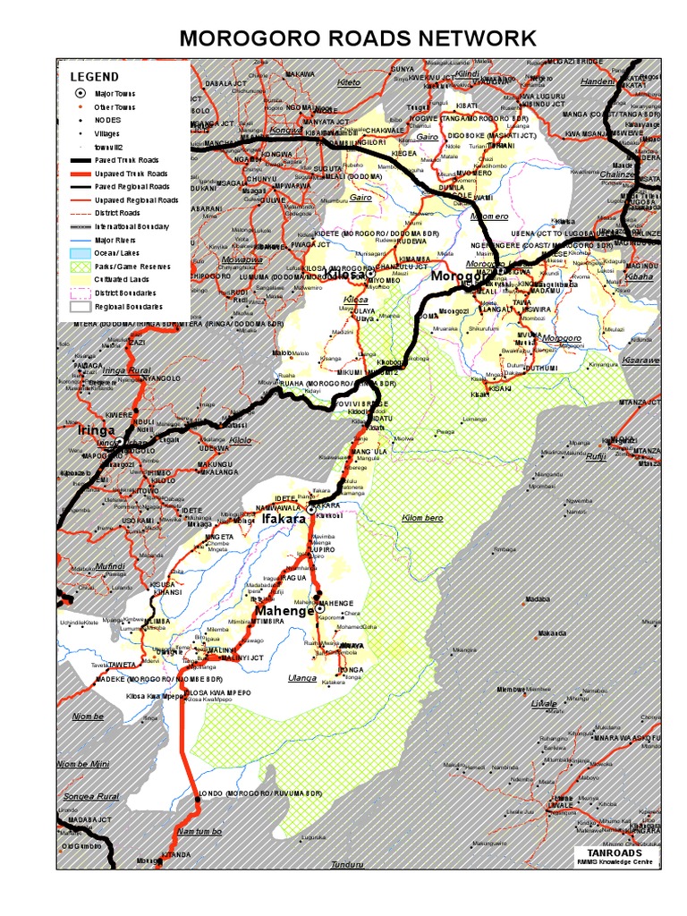 Morogoro Region Districts Map | PDF | Transport