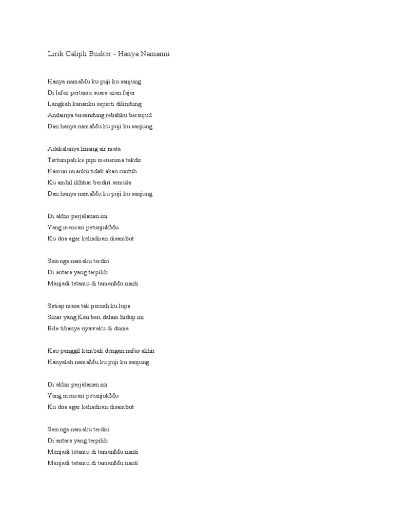 Lirik Lagu Hanya Namamu AimeeewaStephenson