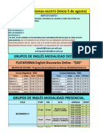 Horarios Agosto 2015 - Centro de Idiomas Uss