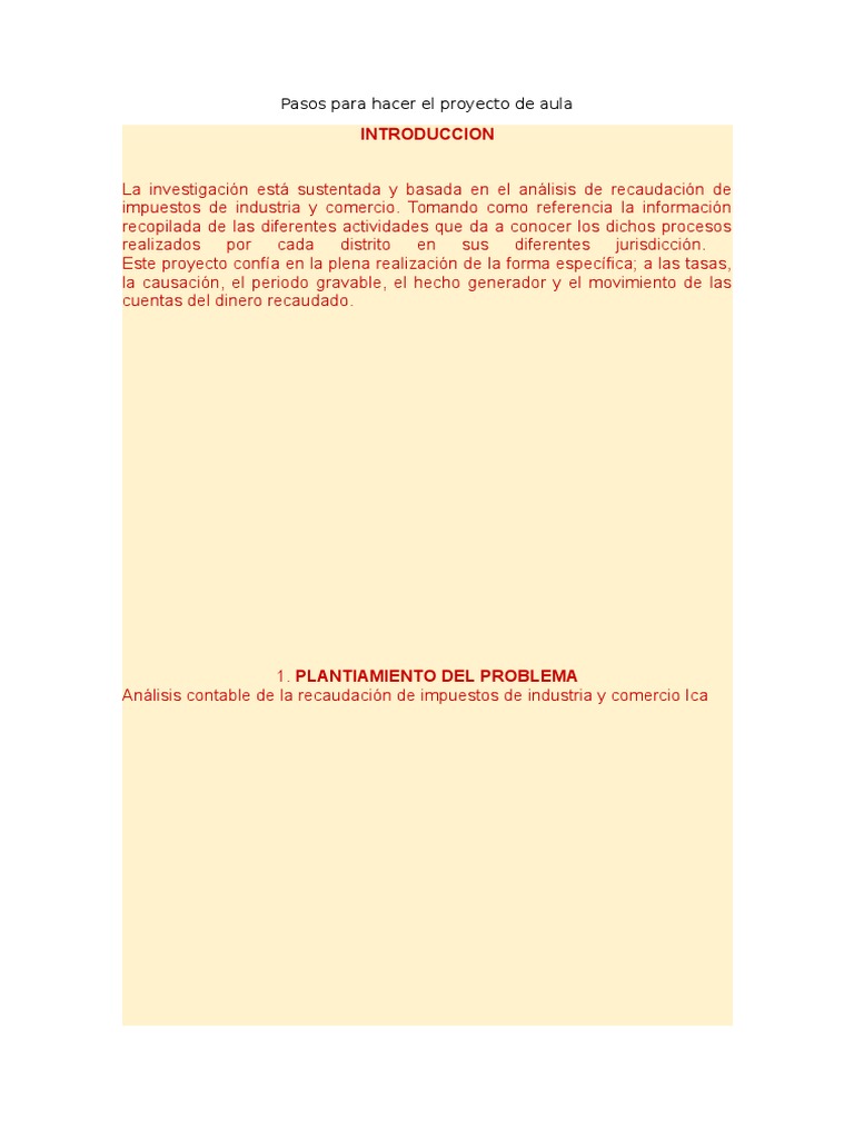Pasos para Hacer El Proyecto de Aula | PDF | Estado financiero ...