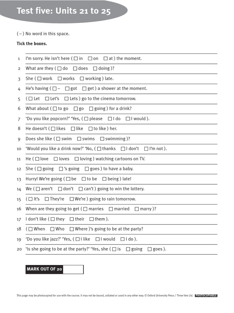 Test on Units 21 to 25 | PDF