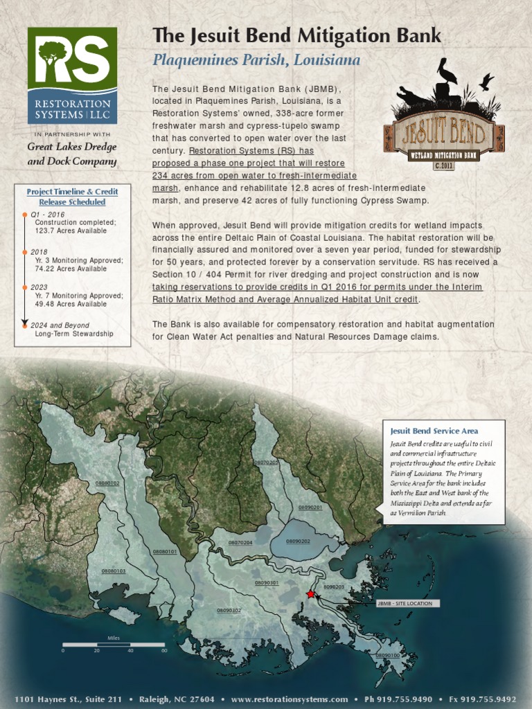 Jesuit Bend Mitigation Bank Marketing Brochure Louisiana PDF